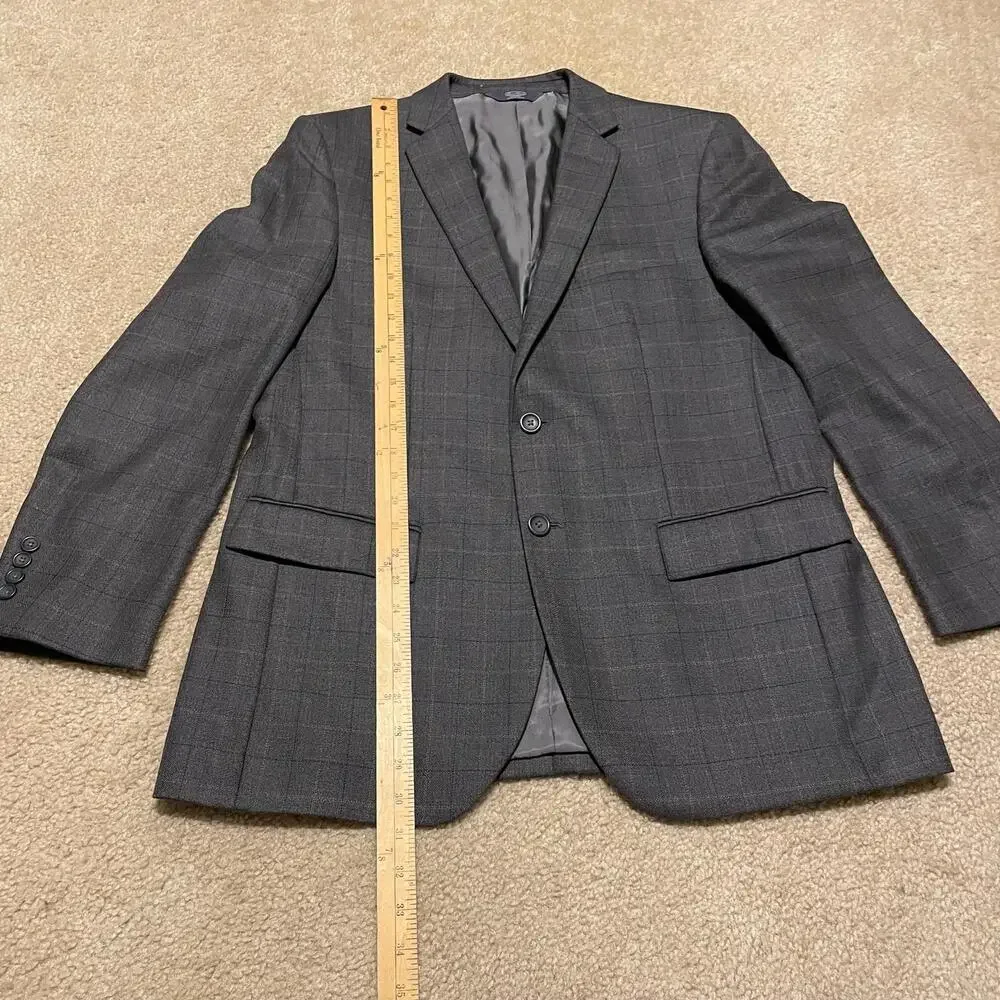 Pronto Uomo Blazer Mens 42 Regular Plaid Wool Sport Coat Platinum Two Button
